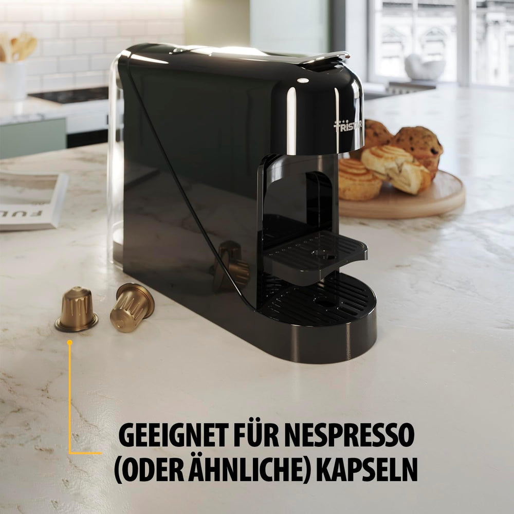 Espressor cu capsule Tristar - Compatibil cu capsulele Nespresso - Tavă de scurgere detașabilă - Rezervor de apă detașabil, spațios, de 900 ml - Presiune 20 bar - 1400 W - CM-2300