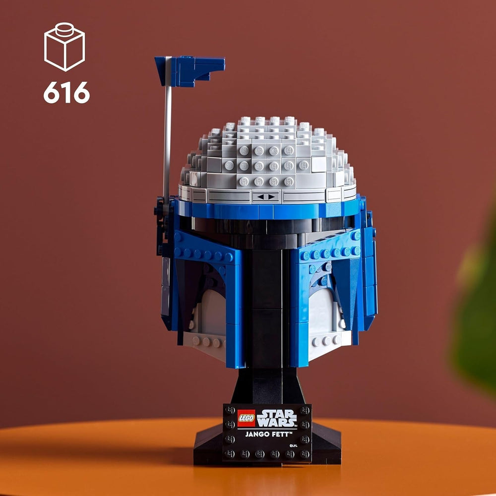 LEGO Star Wars 75408 Hełm Jango Fetta — zestaw do budowania Mandalorian dla dorosłych — model ze stojakiem, tabliczką znamionową i regulowaną anteną — prezent dla fanów Ataku klonów Zestawy do budowania Besuche w sklepie LEGO
