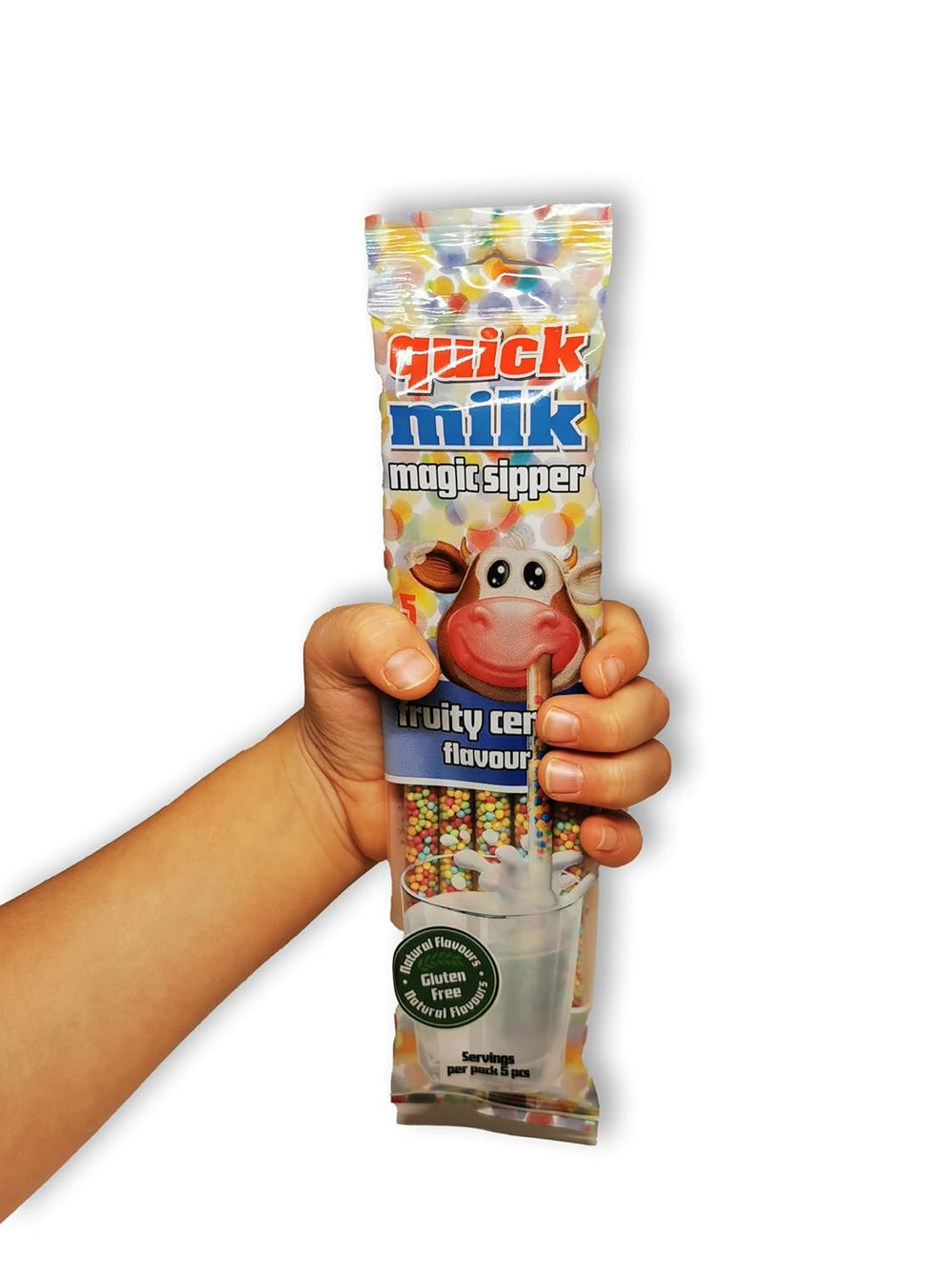 SZYBKIE MLEKO Owocowe płatki zbożowe - Strohhalme für Milch mit Getreide und Früchten, 5 Packung je 5 Trinkhalme (25 Halme)