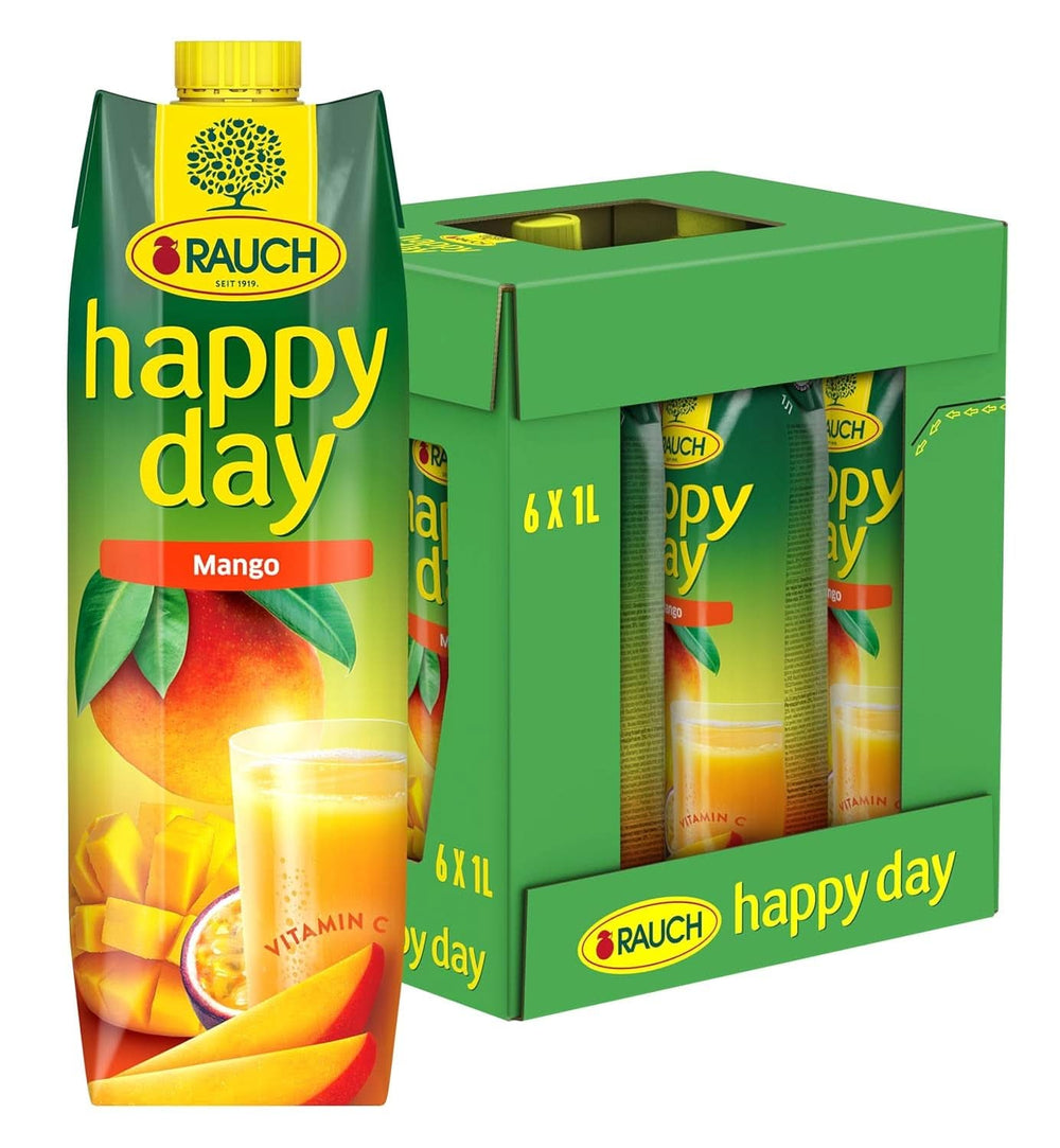 Rauch Happy Day Mango | Wyrafinowany napój z marakui | Dużo witaminy C | 6 x 1 litr, Tetra Prisma Naty Shop 6 x 1 litr Mango