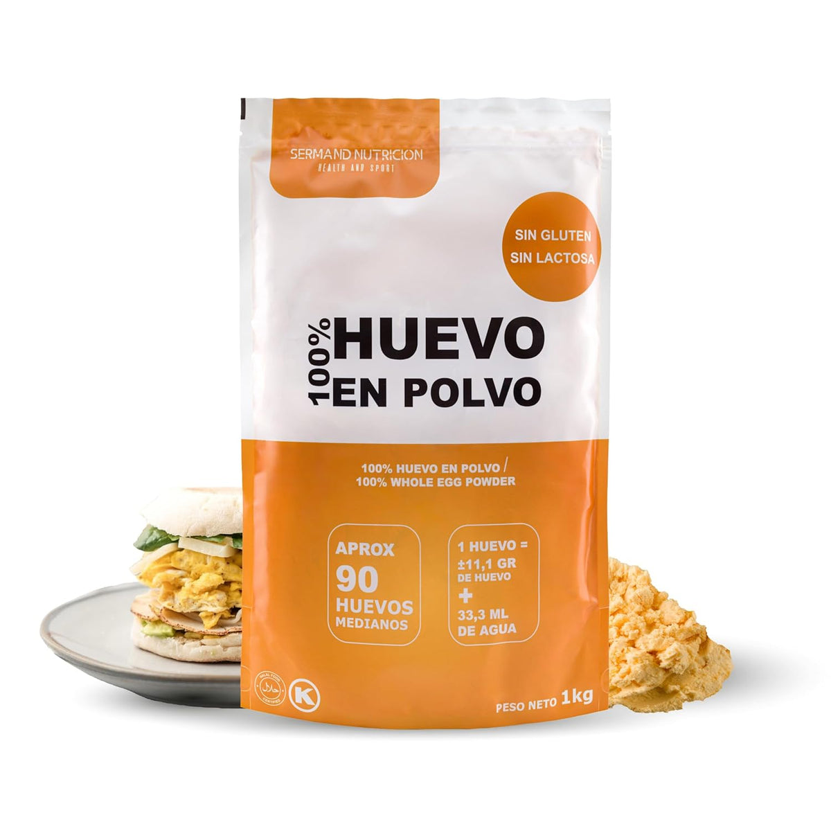 Eipulver aus Freilandeiern (1kg) | Pasteurisiertes Vollei Pulver | Ohne Zusatztoffe | Bez glutenu i bez laktozy | Vakuumverpackung im Zip-Beutel