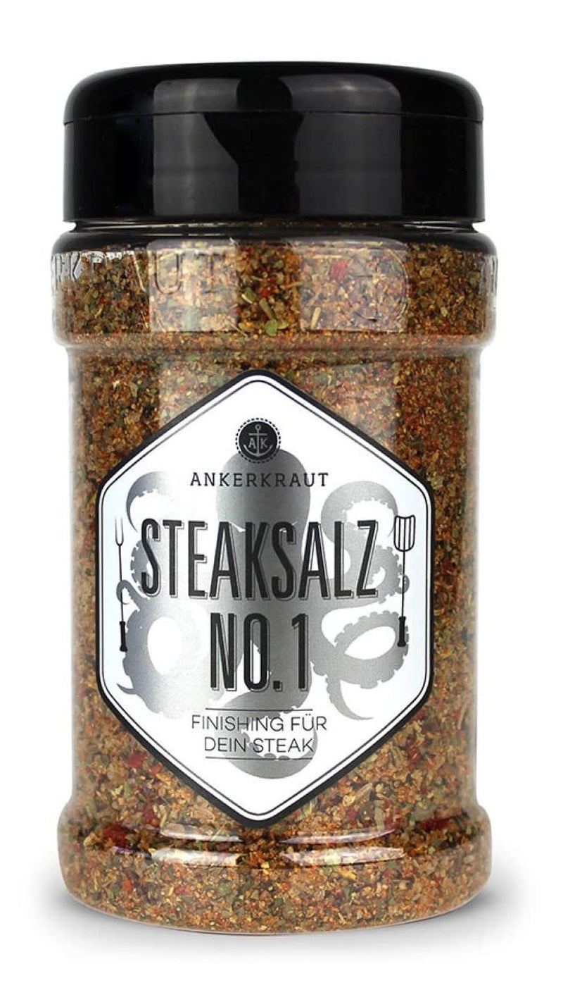 Ankerkraut Steaksalz nr 1, das perfekte Finisher- und Steakhouse-Salz, 80g w Korkenglas