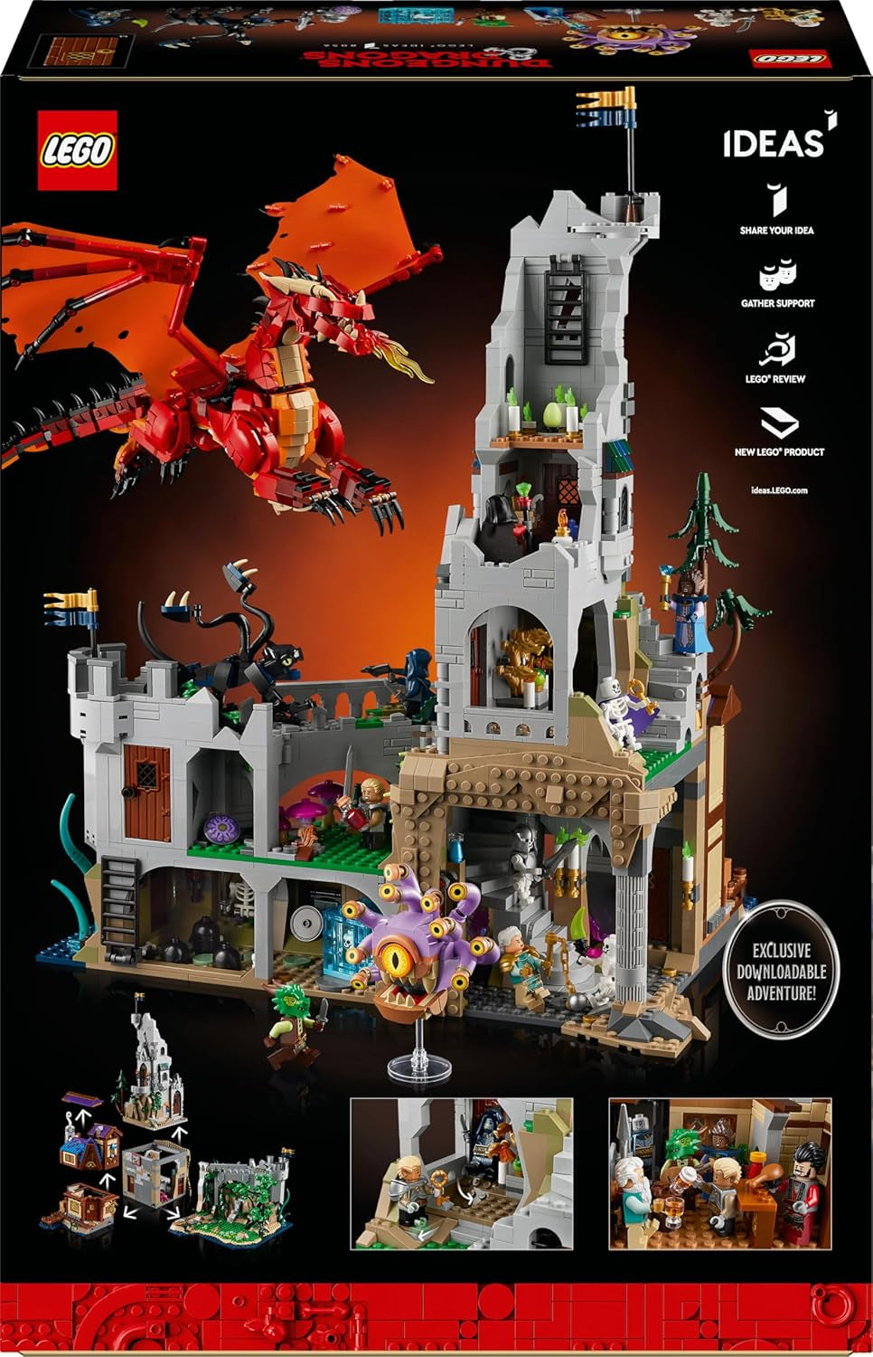 LEGO Ideas Dungeons & Dragons: Saga Czerwonego Smoka, Zestaw do budowania dla dorosłych, Dungeons and Dragons Pomysły na prezenty dla fanów, Zestaw do budowania fantasy, Aktywność twórcza 21348 Zestawy do budowania Besuche w sklepie LEGO