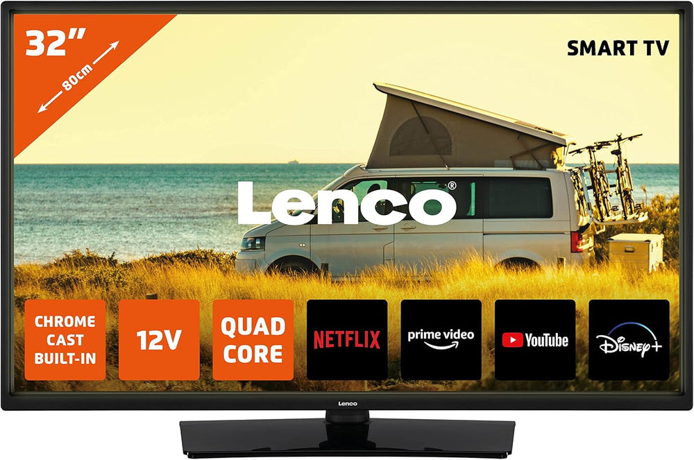 Lenco LED-3263BK (V2) - Televizor inteligent Android de 32 de inci, negru - Imagini strălucitoare, streaming flexibil și Chromecast integrat - HD-Ready, HDR, Wi-Fi, Bluetooth - Ideal pentru acasă și în deplasare