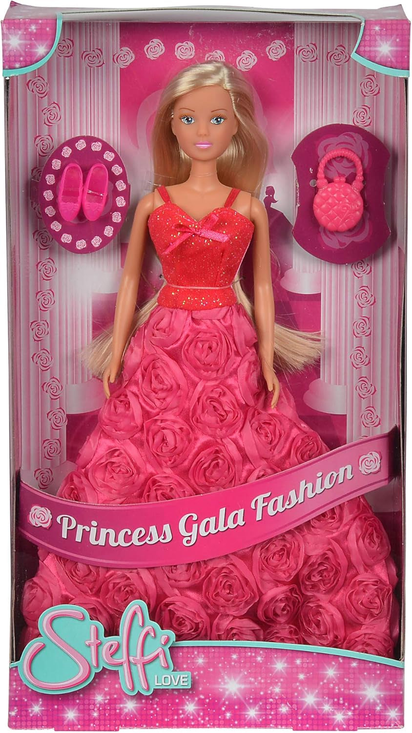 Simba 105739003 - Steffi Love Princess Gala Fashion, 2-Fach Sortiert, es Wird nur EIN Artikel geliefert, Spielpuppe als Prinzessin im traumhaften Rosenkleid mit Handtasche, 29cm, ab 3 Jahre