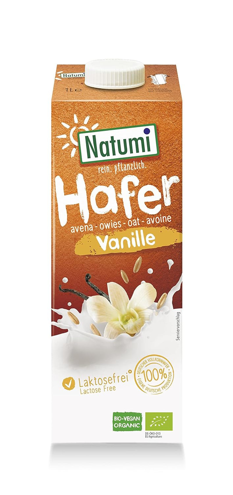 Natumi Bio Haferdrink Glutenfrei, 8 x 1L - Naturland zertifiziert, Laktosefrei, Glutenfrei, Ohne Zuckerzusatz, Bio, Wegańskie, Hergestellt mit deutschem Hafer, Milchfreie milchfreie Alternatywa
