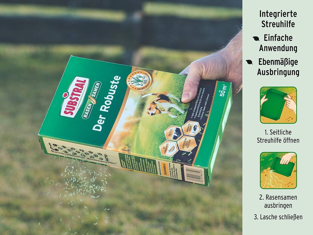 Substral Rasensamen Der Robuste, 1 Kg Für 50 M² - Sport- Und Spielrasen, Einzigartige Strapazierrasen-Mischung