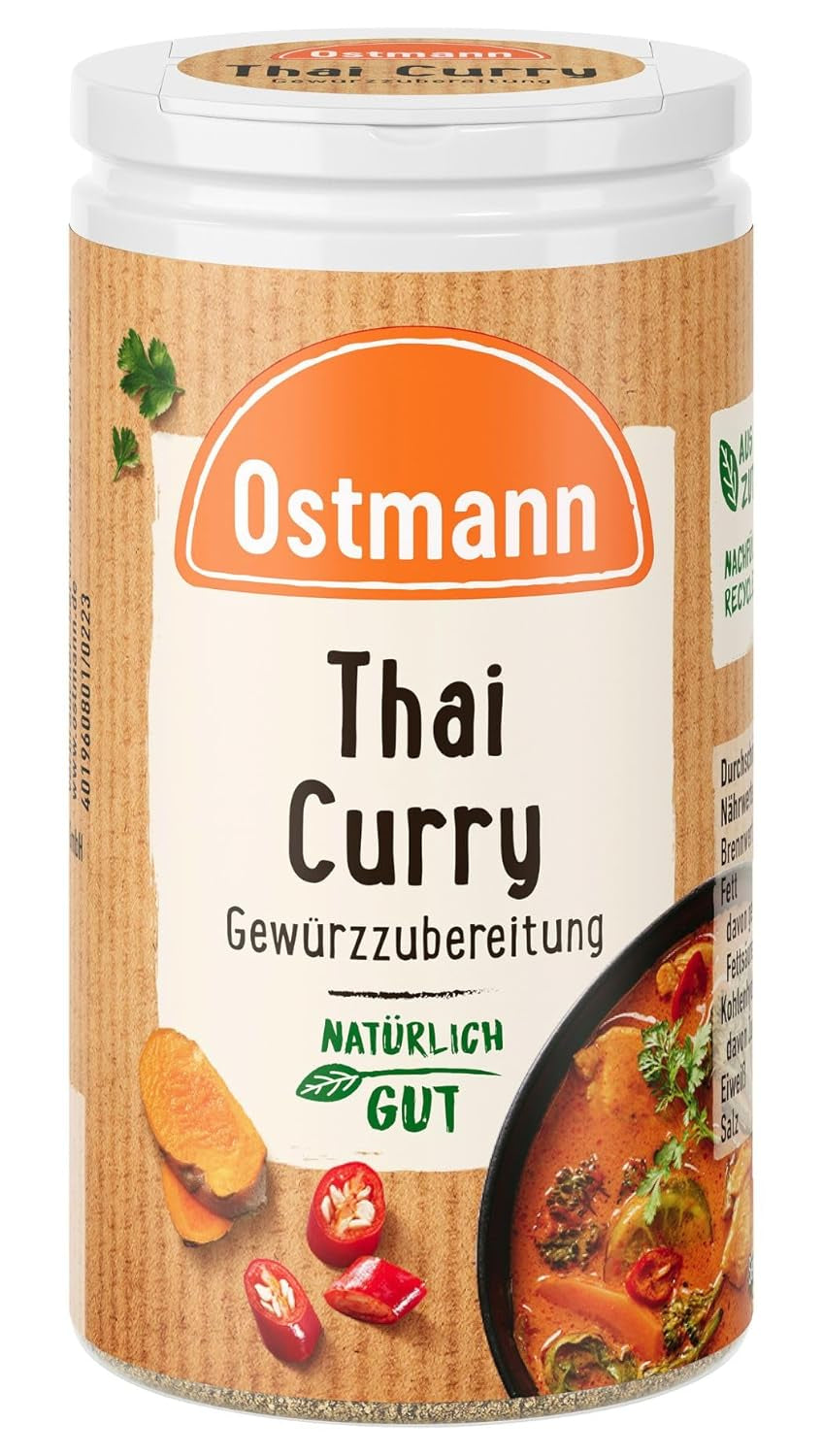 Ostmann Gewürze - Tajskie Curry Gewürzzubereitung | Nachfüllbare i nadające się do recyklingu Verpackung | 40 g w Der Streudose
