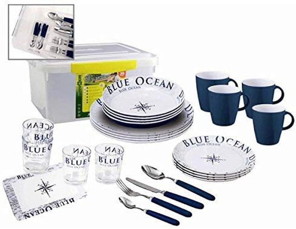 All Inclusive Teller Aus Melamin Blue Ocean - 36-Tellig Seturi vesela masa Naty Shop