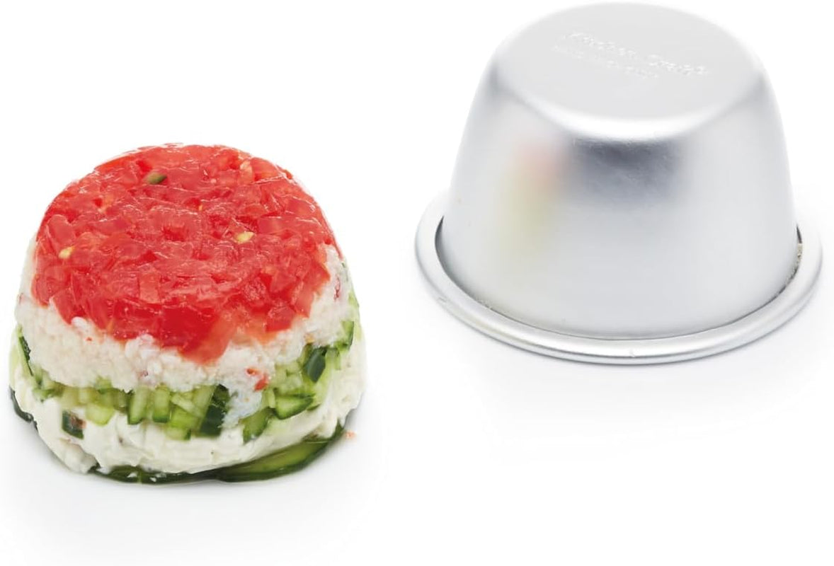 Kitchencraft Mini foremki do budyniu Anodyzowane aluminium 7,5 cm Zestaw 4 srebrnych foremek i tac do pieczenia Naty Shop