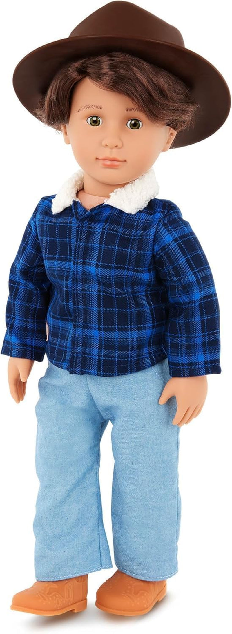 Our Generation - Dustin - 46 cm Junge Puppe - Lebensechte haselnussbraune Augen und gewelltes braunes Haar - Outfit im Western-Stil & Country-Hut - Spielzeug für Kinder ab 3 Jahren