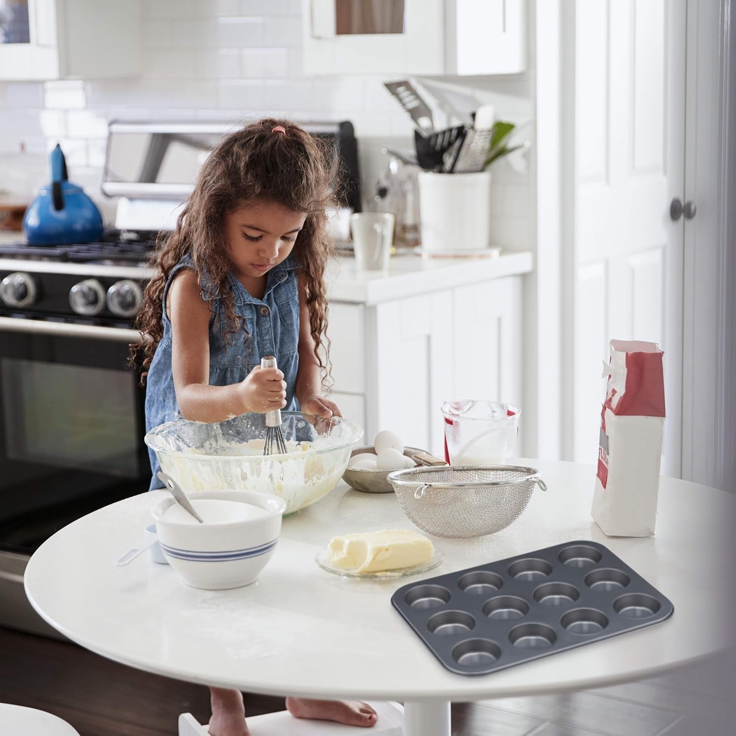 Relaxdays Muffinform, 2Er Set, 12Er Muffinbleche, Antihaftbeschichtet, Carbonstahl, Muffins & Cupcakes, Ø 6,5 Cm, Grau, 10030825 Matrite si tavi pentru copt Naty Shop