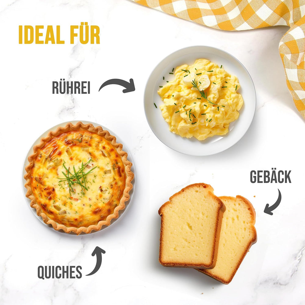 EASY YUMMY - Vollei-Eipulver (1000g = 80 Eier) z Regionalen Niederländischen Freiland-Eiern | mit 1-Ei-Messlöffel | Wiederverschließbarer Beutel, lange Haltbarkeit | Rührei, Kochen, Backen | 100% nich