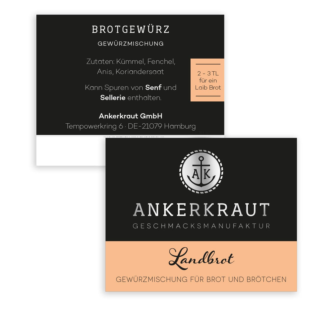 Ankerkraut Landbrot, Gewürzmischung zum selber backen von Brot und Brötchen, Semmeln im Backofen backen, 70 g w Korkenglas