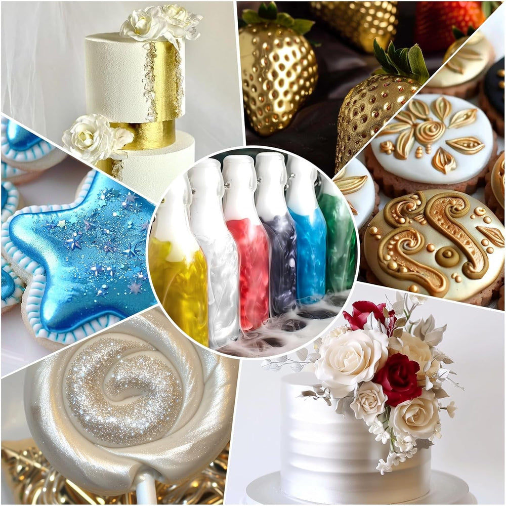 Essbarer Glitzer - 3 Torten Kuchen Deko Essbare, Metallic Lebensmittelfarbe Flüssiges, Edible Glitter Für Muffin, Cocktail, Marshmallows - 10Ml Naty Shop