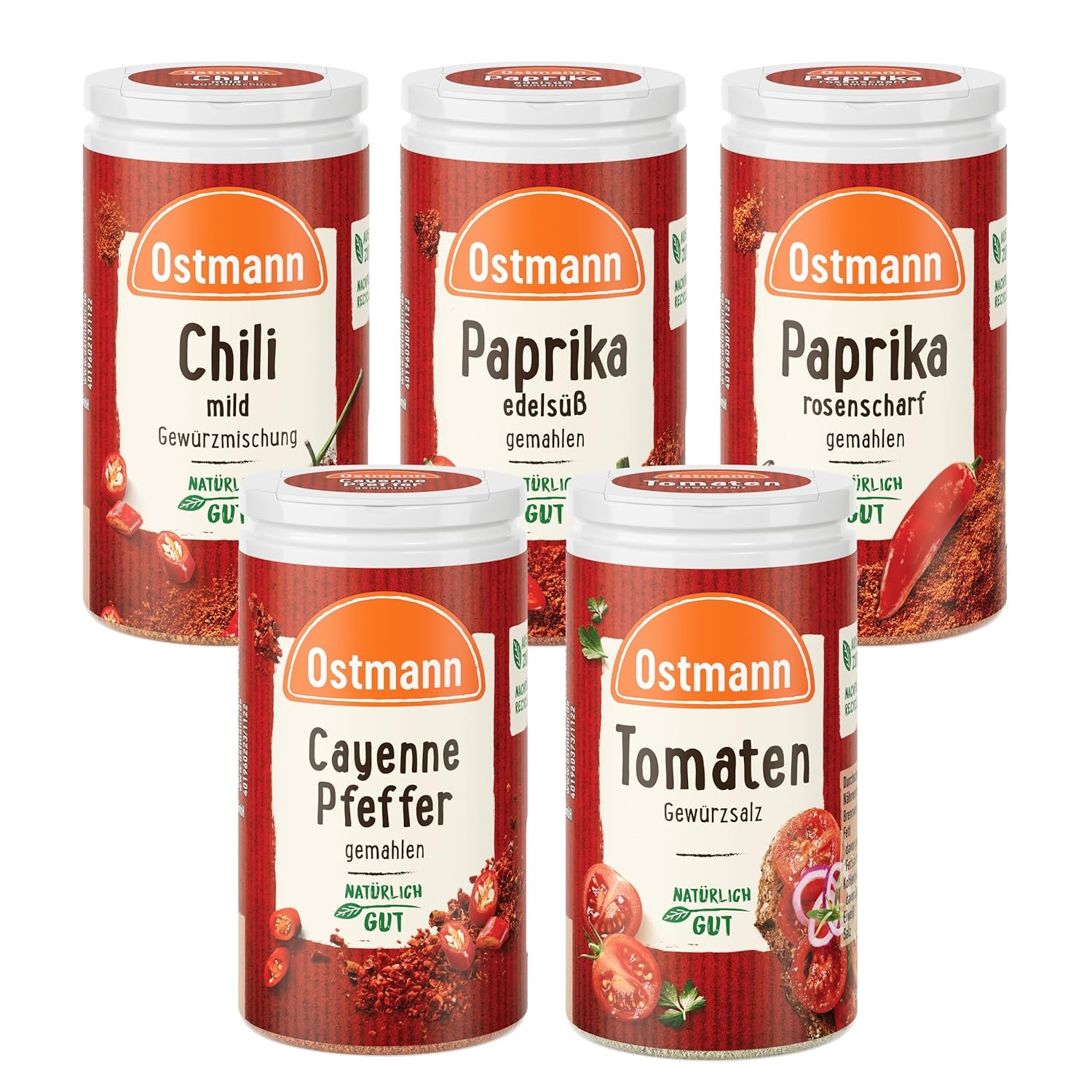 Ostmann Gewürze - gefülltes Gewürzregal mit 21 Gewürzdosen | Ustaw aus Gewurze, Kräuter, Gewürzmischungen | zum Aufhängen | dla Schranktur | Zjada: 1 Stuck