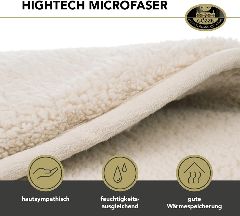 Gözze - Miękki kocyk Cloud, imitacja skóry owczej, 100% poliester (mikrofibra), 150 x 200 cm - Camel Pościele i kołdry Naty Shop