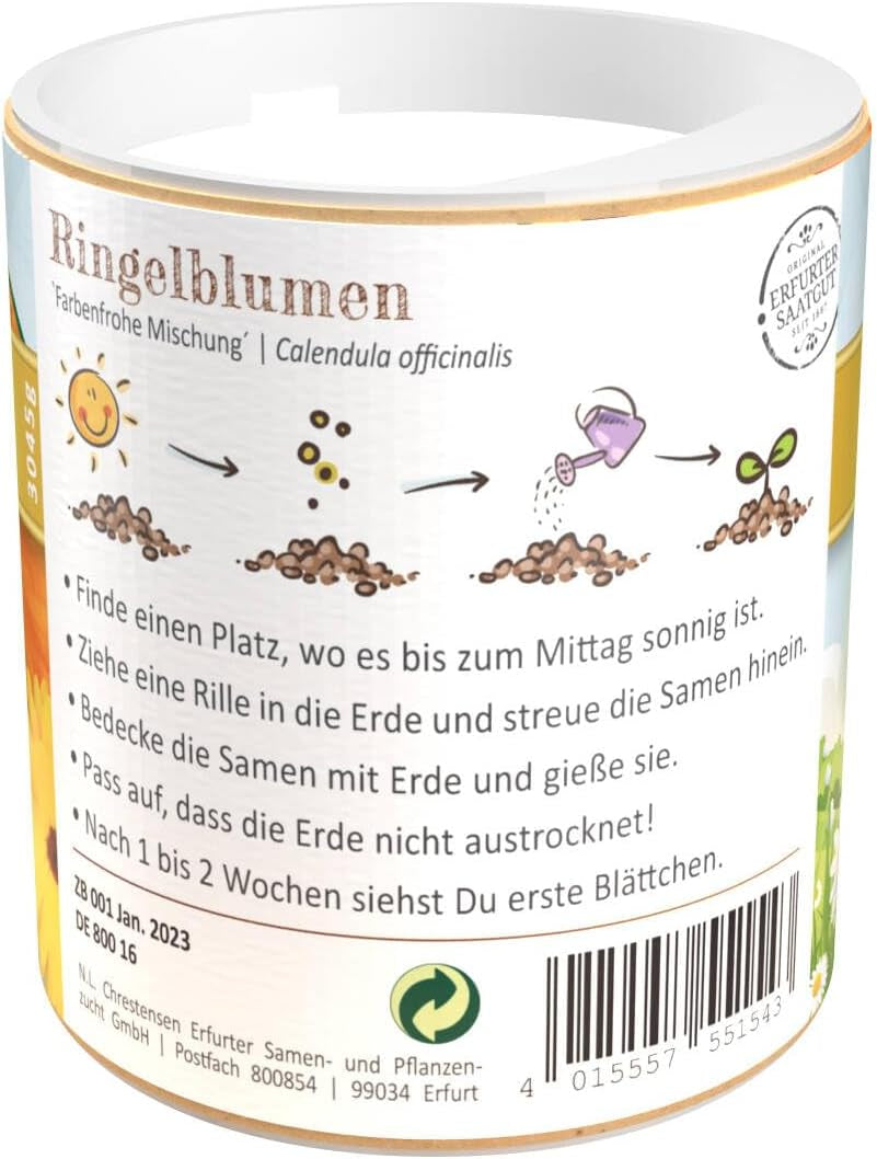 Nasiona nagietka Chrestensen Colourful Mix - Nasiona bez zapylenia 30g na ok. 25m² - Shaker dla dzieci w ogrodzie