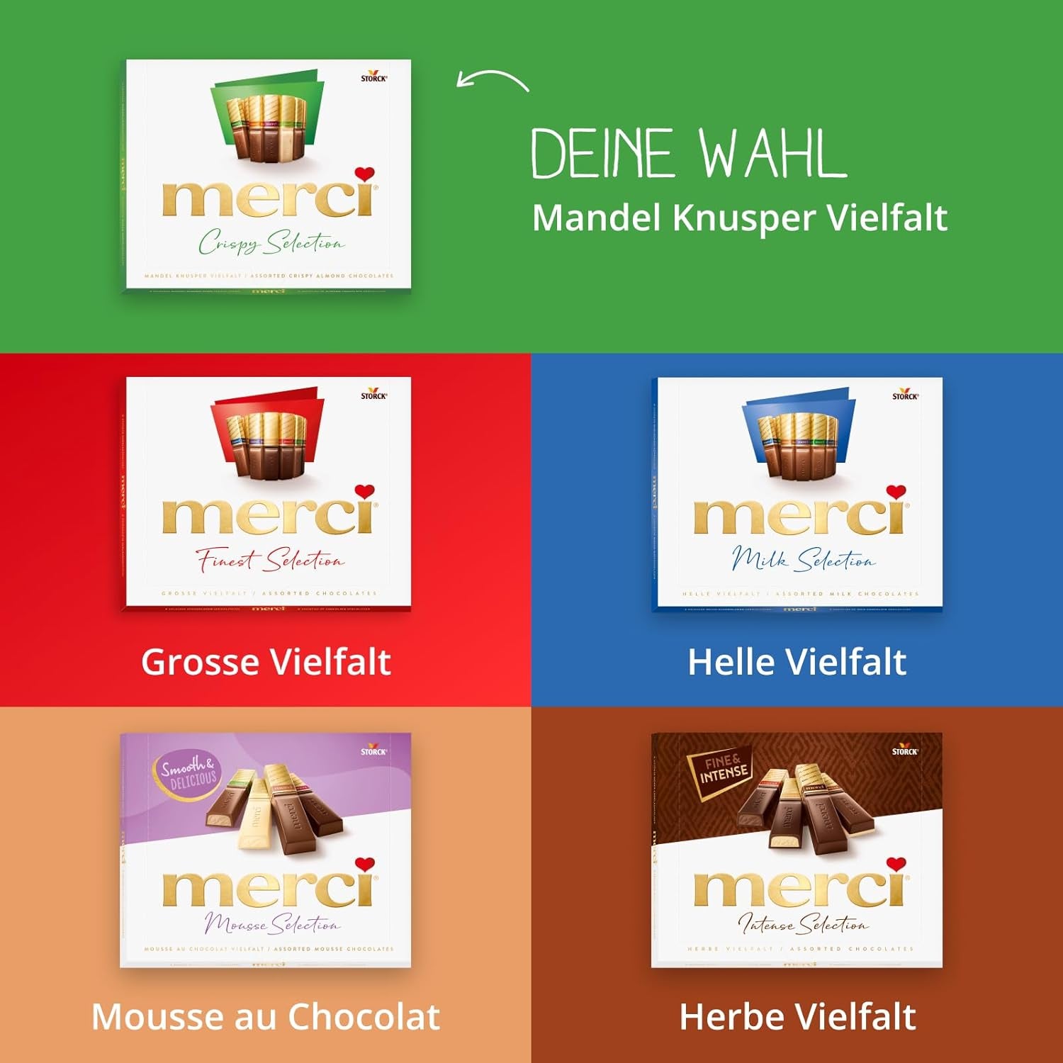 merci Finest Selection Almond Crunch Variety – 1 x 250 g – Wyrafinowane specjały z orzechami i czekoladą – Praliny z nadzieniem i bez