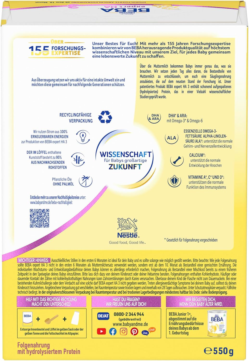 BEBA expert HA 3 Hydrolizowana formuła kontynuacyjna, od 10 miesiąca, 1 opakowanie (1 x 550 g)