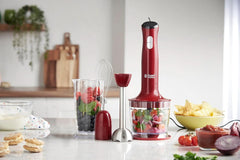 Russell Hobbs Stabmixer [3 w 1: Pürierstab/Zerkleinerer, Mixer- i Schneebesenaufsatz] Desire Rot (bez Bpa i Spülmaschinenfestes Zubehör, Für Smoothie, Suppen Saucen, Joghurt Babynahrung) 24700-56 Kitchen Naty Shop