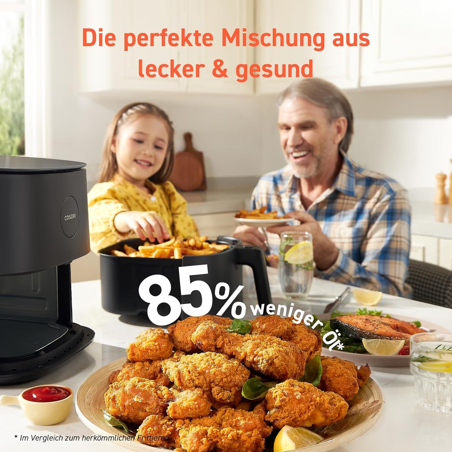 COSORI Airfryer, frytownica 7 w 1 na gorące powietrze 4,7 l, maks. 230 ℃ i hałas 55 dB, ponad 100 przepisów Sprzęt AGD Naty Shop
