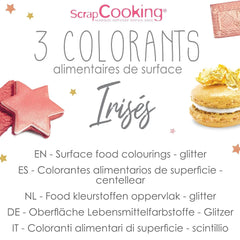 ScrapCooking, zestaw 3 barwników spożywczych, złoty, różowo-złoty i rubinowy, odcienie metaliczne, 3 x 5 gramów Naty Shop