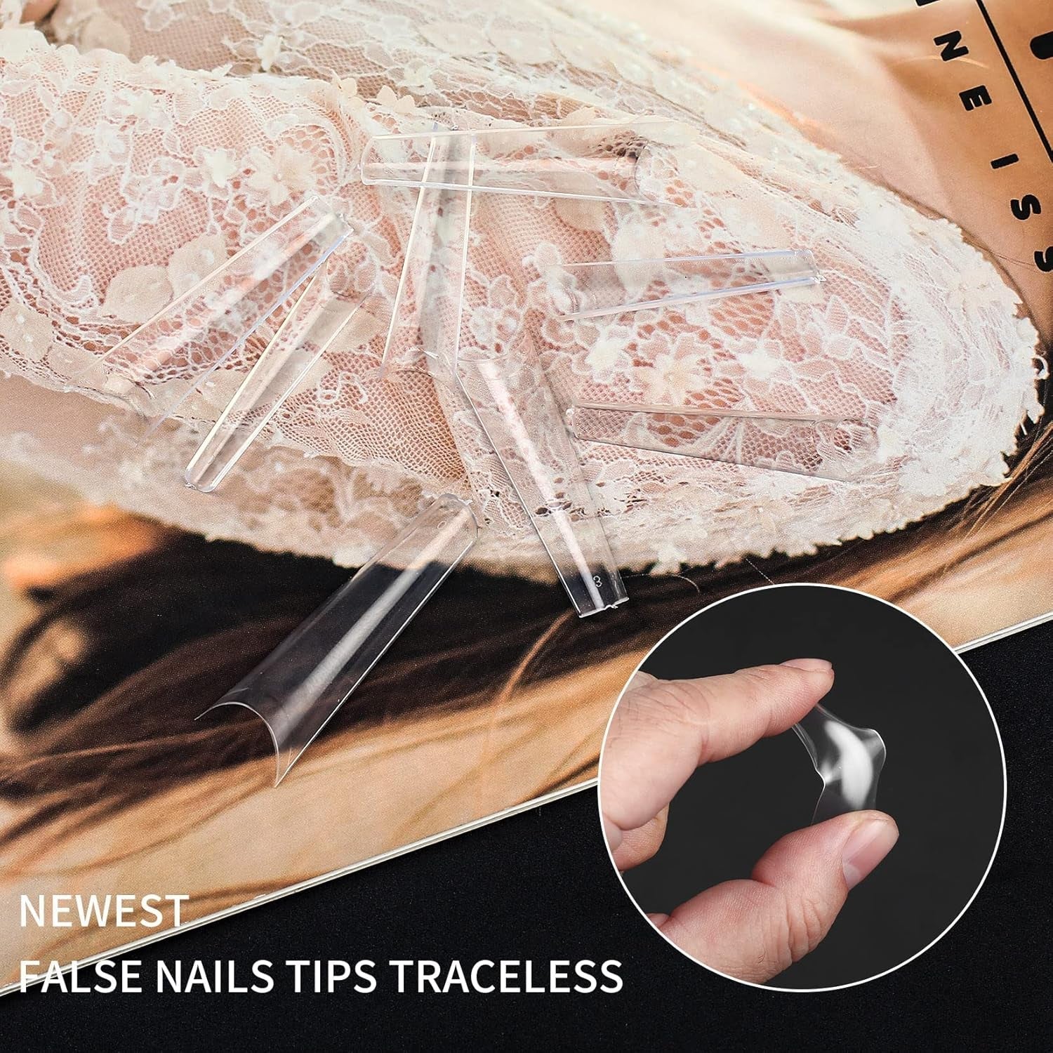 240 bucăți unghii artificiale, vârfuri unghii false extra lungi, acoperire completă, vârfuri unghii balerină (transparente)