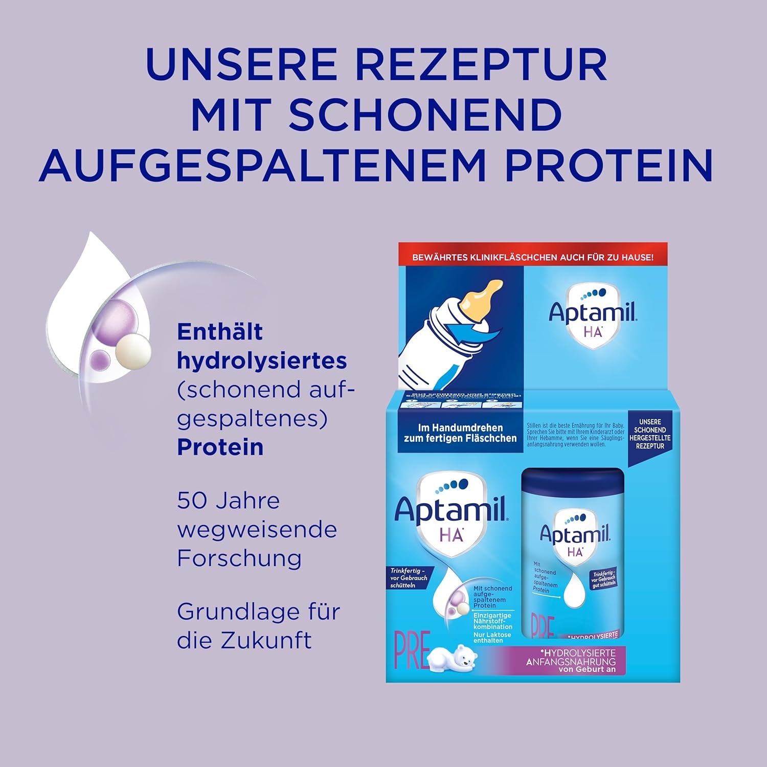 Aptamil HA Pre Ready to Drink – Mleko hydrolizowane dla niemowląt od urodzenia – 4 x 2 x 90 ml