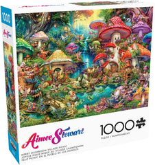 Buffalo Games - Aimee Stewart - Wesoły piknik w wiosce grzybów - 1000 elementów puzzli dla dorosłych, wymagające puzzle, idealne na wieczory z grami - gotowe puzzle o wymiarach 26,75 x 19,75 cm Naty Shop