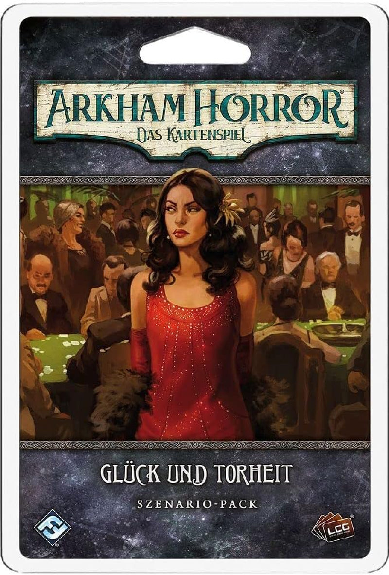Gry o lotach fantasy, Horror w Arkham: LCG, Gra podstawowa, Gra ekspercka, Gra karciana, 1–4 graczy, Wiek 14+, 45+ minut, Niemiecki, Wielokolorowy, Kolorowy