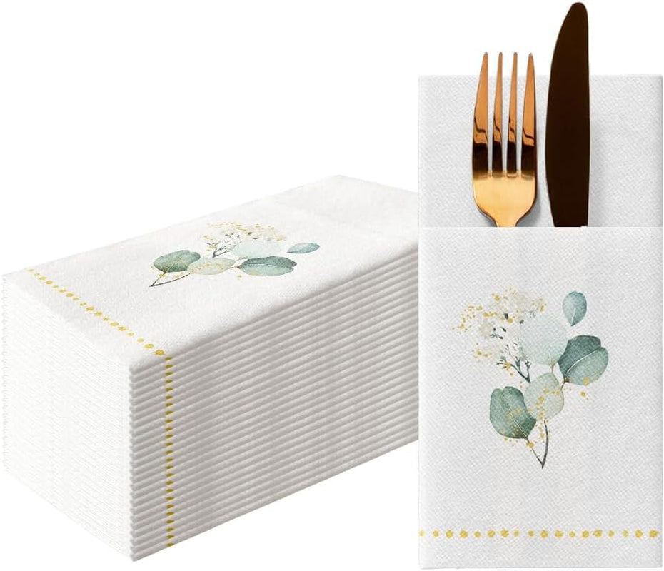 PAW - Șervețele pentru tacâmuri Airlaid - Fabric-like (1/8 fold) | 25 bucăți | Ideal pentru nuntă, botez, comuniune, aniversare | Saci de șervețele pentru tacâmuri | Bej