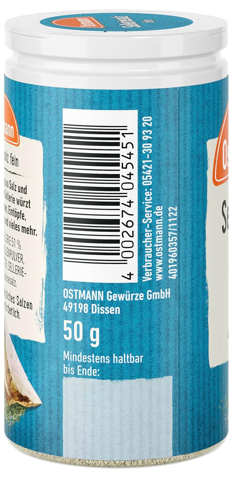 Ostmann Gewürze - Celeriesalz | Zum Verfeinern zährlicher herzhafter Gerichte | Recyclebare, nachfüllbare Streudose | 50 g na sitku