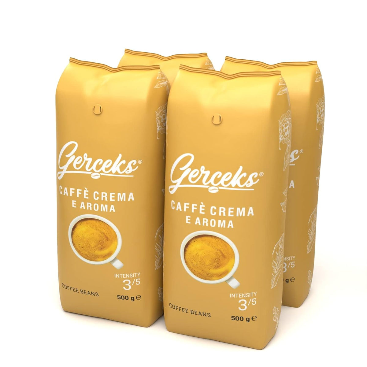 Caffe Crema E Aroma Kaffeebohnen 2kg (4x500g), Barista Kaffee schokoladig und säurearm, Espressobohnen kräftig, Bohnenkaffee mit Arabica und Robusta, feine Crema, ideal für Milchkaffee