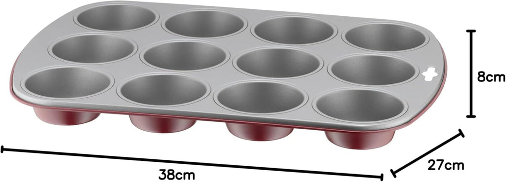 Original Kaiser Classic plus Muffinform Für 12 Muffins, Muffinform Blech 38X27 Cm, Antihaftbeschichtet, Standardgröße, Cupcake Formen, Muffin Backform, Rot Matrite si tavi pentru copt Naty Shop
