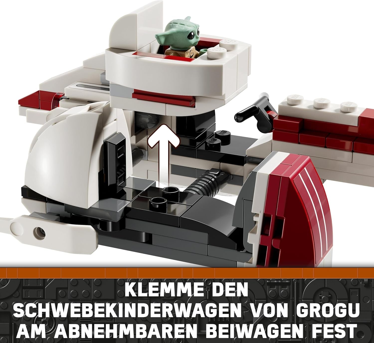 LEGO Star Wars Ucieczka ze ścigaczem BARC, zestaw Mandalorian, zabawkowy rower z wózkiem bocznym, figurki Kellerana Beqa i Grogu, prezent dla chłopców i dziewcząt od 8 lat 75378 Zestawy konstrukcyjne Beuche den LEGO-Store