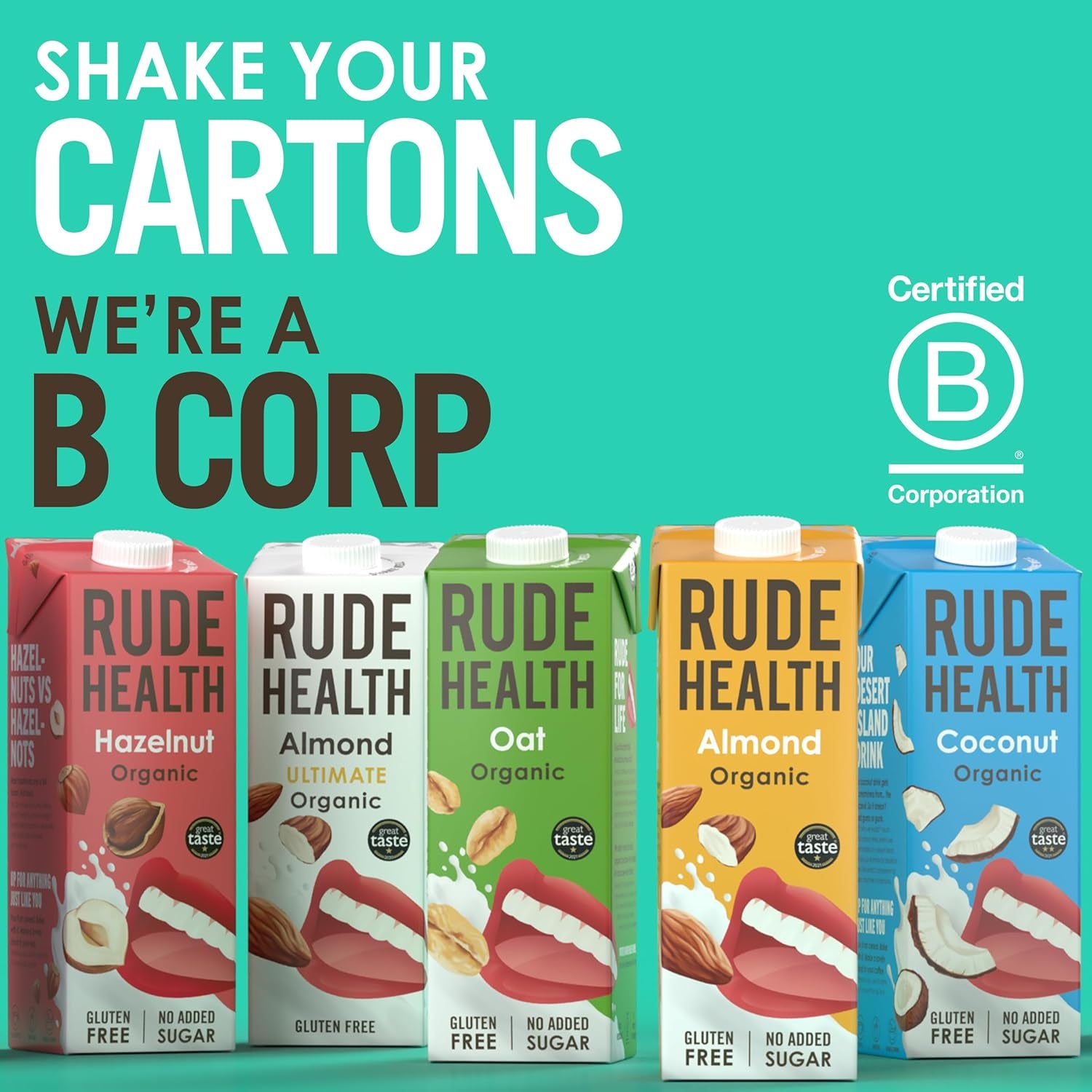 Rude Health 6 x 1 litr Bio-nerkowca, 100% naturalny Bio-Getränk, glutenfrei, ungesüßt, preisgekrönt, gesund i wegański, 100% recykling Verpackung