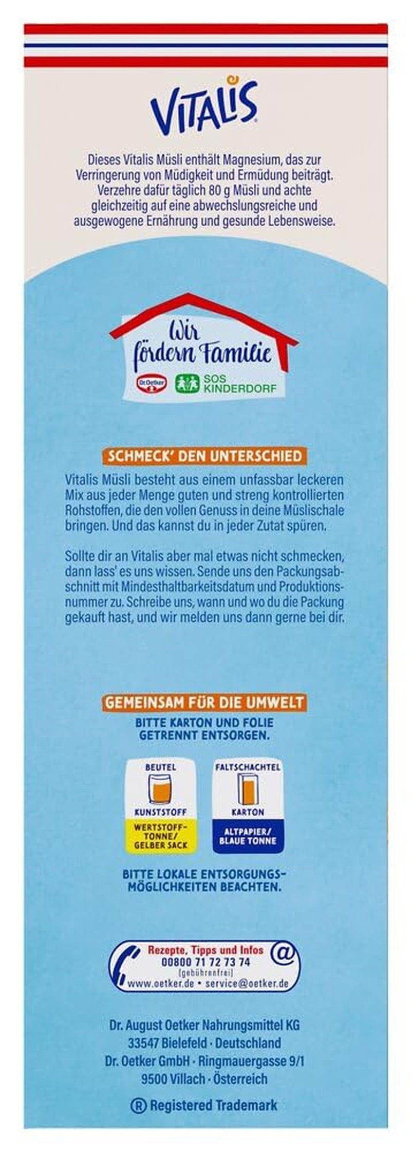 Dr. Oetker Vitalis Less Sweet Crunchy Pure: Chrupiące musli z 30% mniejszą ilością cukru, opakowanie 5 sztuk (5 x 600g)