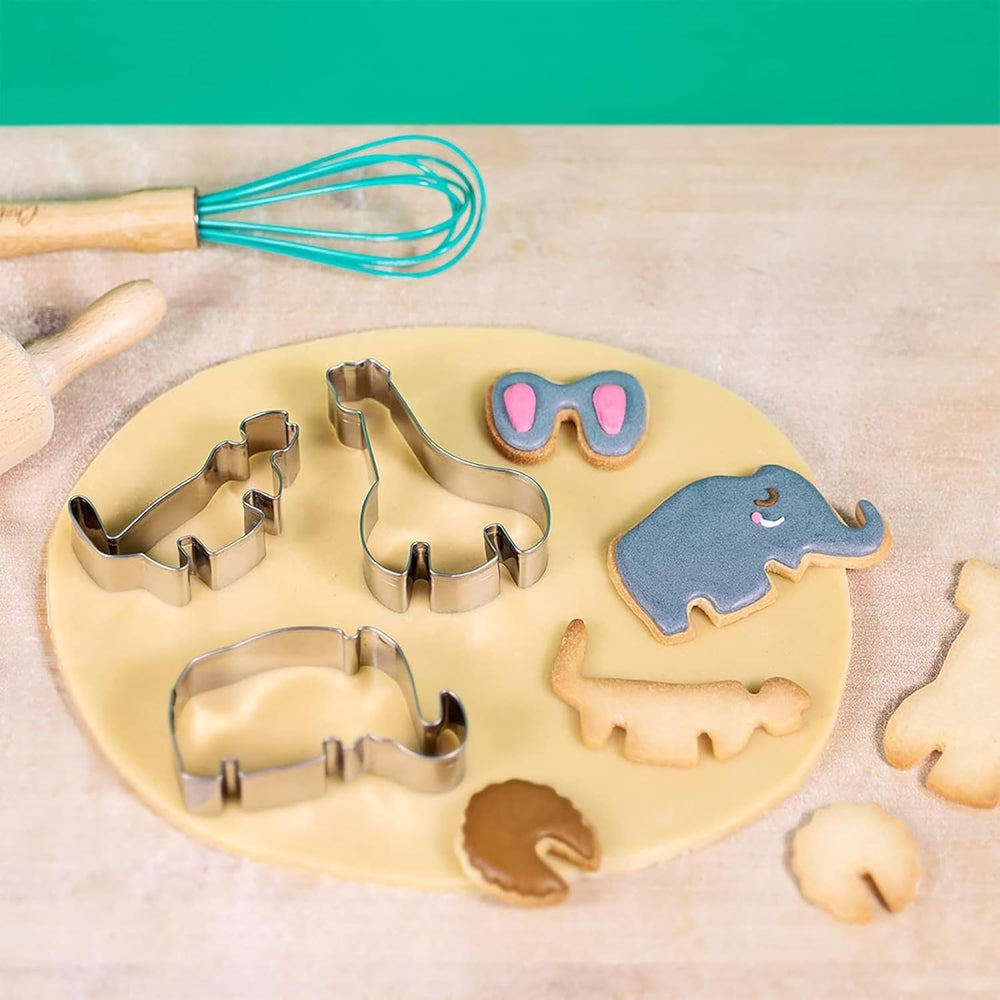 Chefclub Kids - Forme de biscuiți 3D Safari – Creați biscuiți originali cu copiii dumneavoastră – Leu, Elefant, Girafă