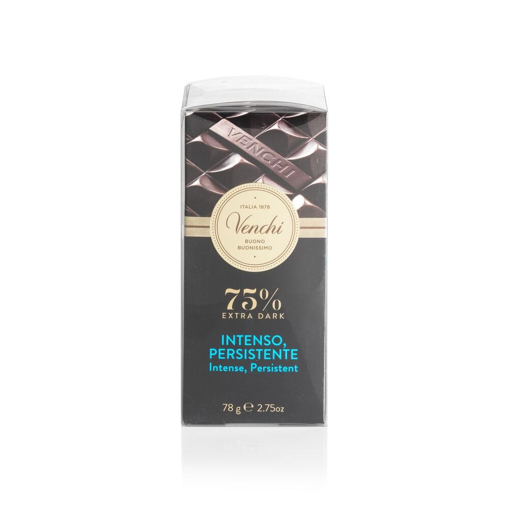 Venchi, Set de 6 tablete de ciocolată neagră extra 75%, 468 grame Bomboane de Ciocolata Naty Shop