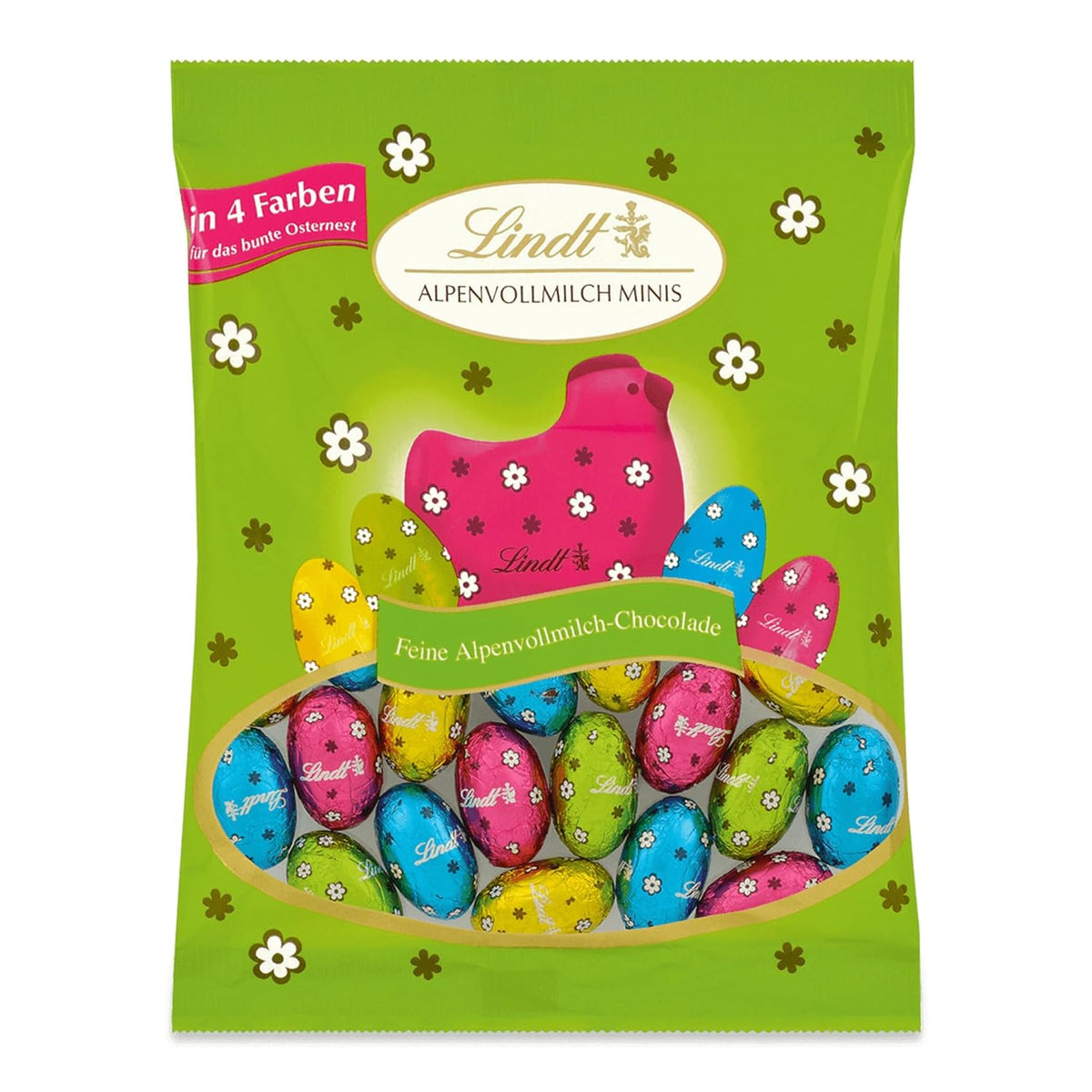 Mini Lindt Jajka z mlecznej czekolady do dekoracji czekoladowych | 2 torebki x 180g | Jajka premium z mlecznej czekolady, radośnie i kolorowo zapakowane na Wielkanoc w czterech kolorach | Czekolada Wielkanocna | Czekoladowy prezent