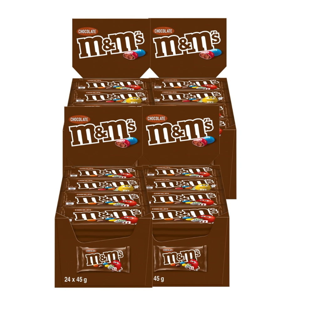 M&M's Peanut Chocolate Opakowanie zbiorcze 24 x 45 g Czekoladowa soczewica o smaku orzechowym Prezent czekoladowy (1080 g) Idealny jako poczęstunek o tematyce piłkarskiej