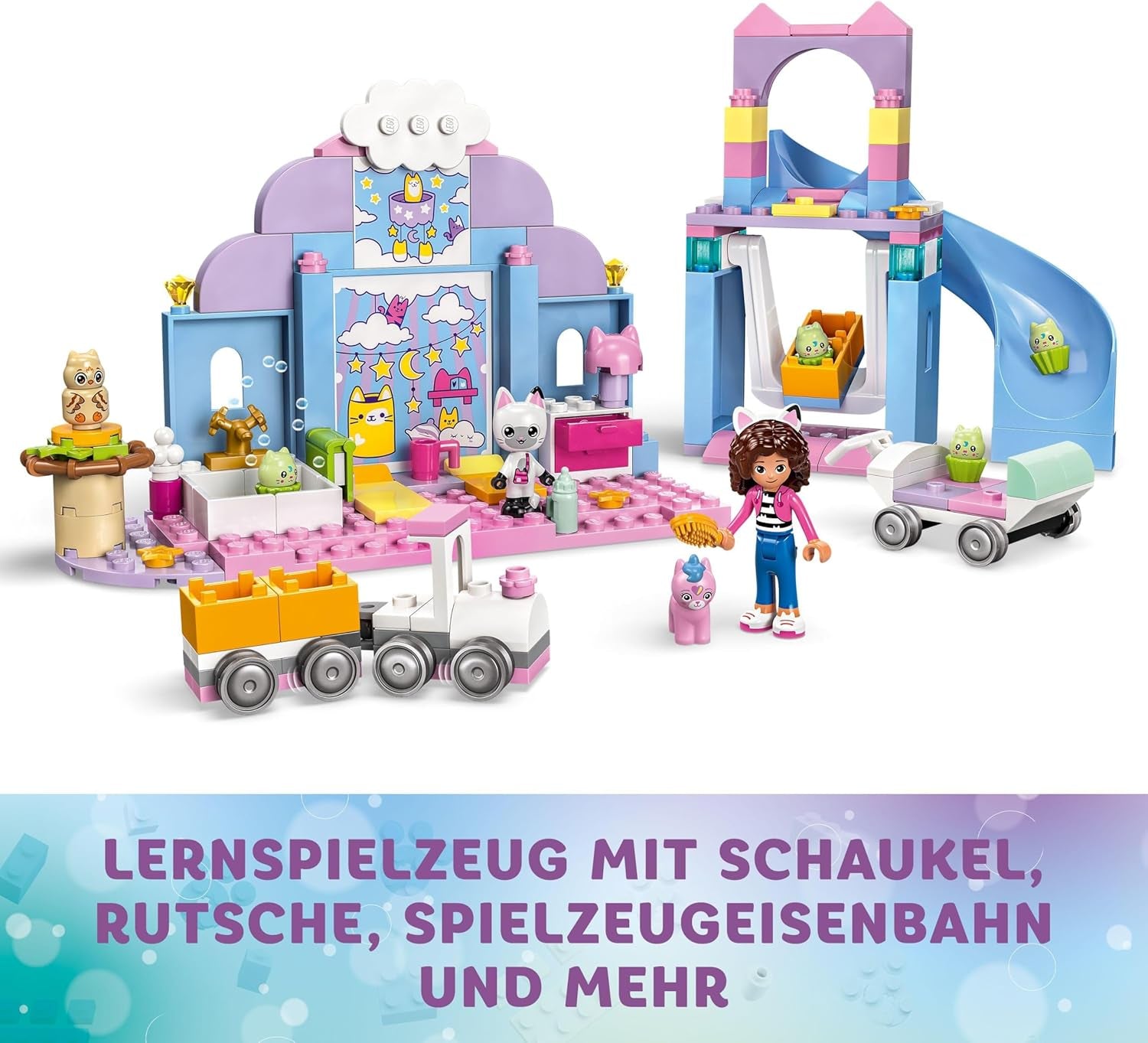 LEGO 4+ Domek dla lalek Gabby Małe kocie uszy Gabby Udawaj zwierzę Zestaw zabawek dla dzieci ze zjeżdżalnią i figurkami Prezent dla dziewcząt i chłopców Zabawka do kreatywnej zabawy 10796 Zestawy do budowania Beuche den LEGO-Store