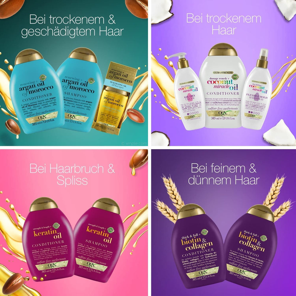 OGX Coconut Miracle Oil Odżywka, Nawilżająca odżywka do pielęgnacji włosów z olejkiem kokosowym, 385 ml OGX Hair Care