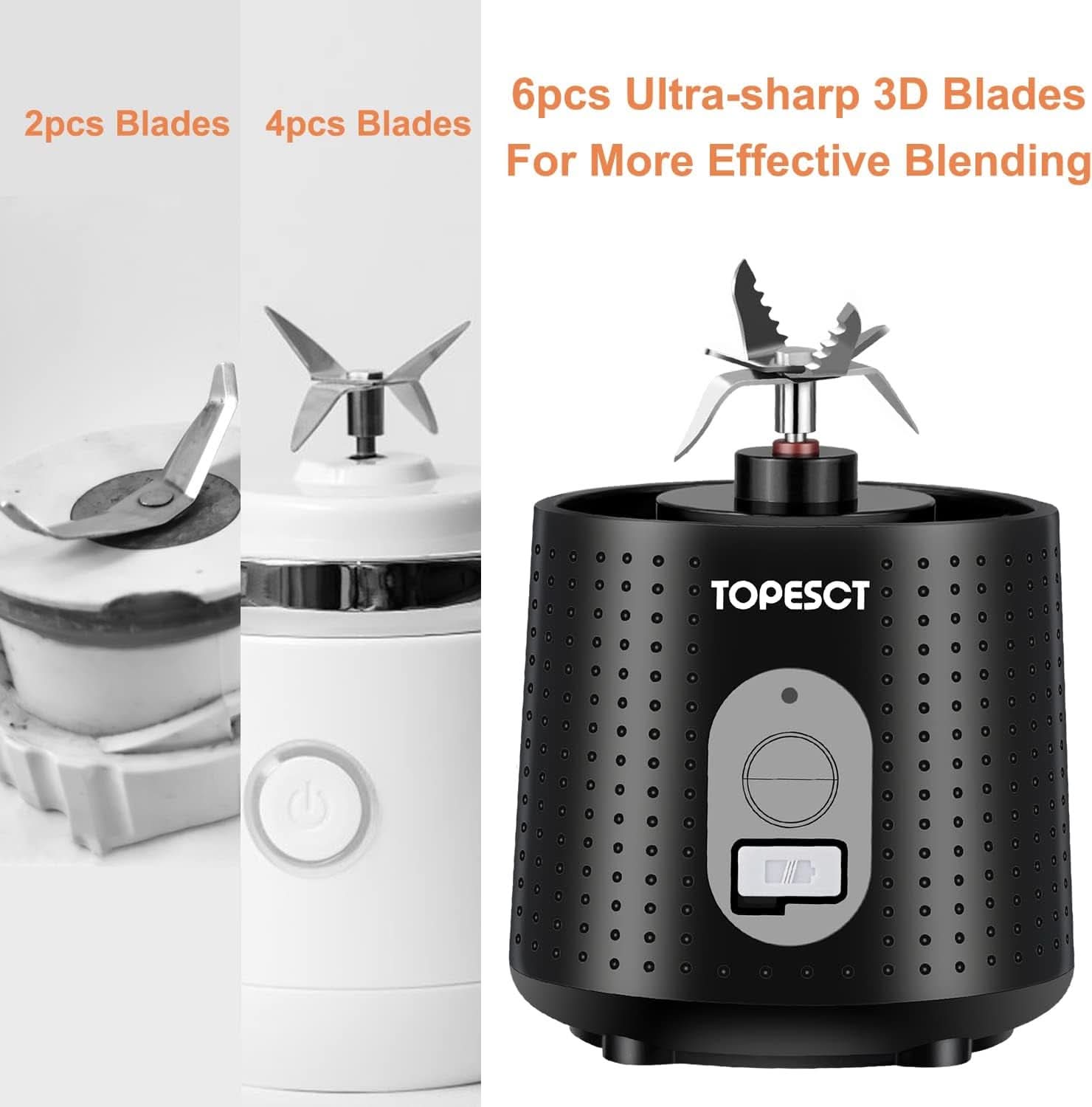 Topesct Tragbarer Mixer, Smoothie Maker to Go – Mobilny mikser stojący/Elektrischer Mini Saftmixer Sechs Klingenin 3D-Anordnung Für Hervorragendes Mixen, 13Oz USB Wiederaufladbarer Juicer (Schwarz) Kitchen Naty Shop