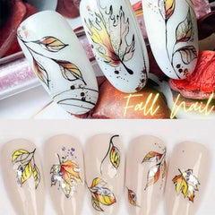 6 Blatt Herbst Nagelsticker,Ahornblatt Selbstklebend Nagelaufkleber,Herbst Nail Sticker,Nageldesign Zubehör,Nail Art Sticker,Selbstklebende Deko Für Nägel