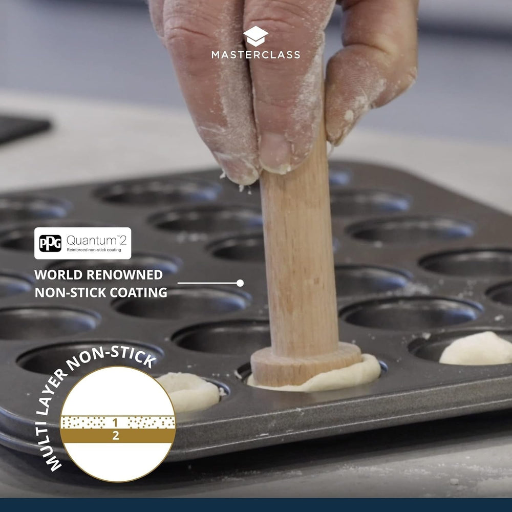 Masterclass Mini Forma do Tarty 24 Otwory Grubość 1mm Wytrzymała Stal Węglowa 35x27cm Szara Naty Shop