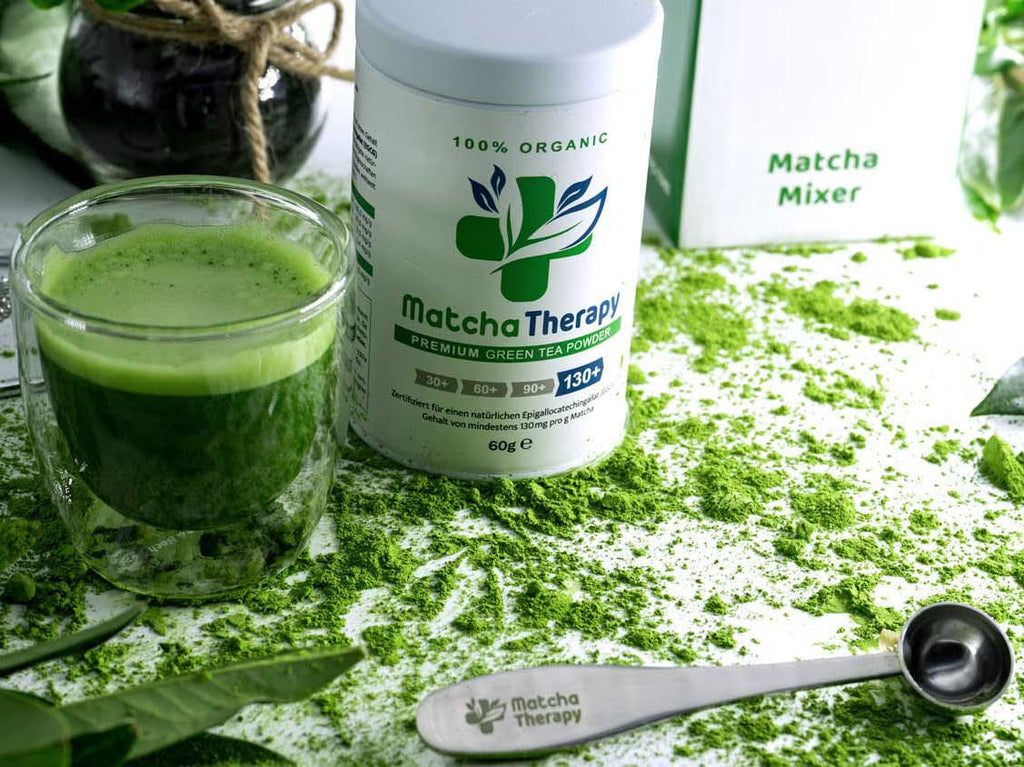 Matchatherapy 30+ | Ceai Matcha organic pudră | 60 g | Cu un conținut verificat de cel puțin 30 mg/g de catechină EGCG | Susține sistemul imunitar și nivelul de energie | Calitate ceremonială | Ceai verde din Japonia