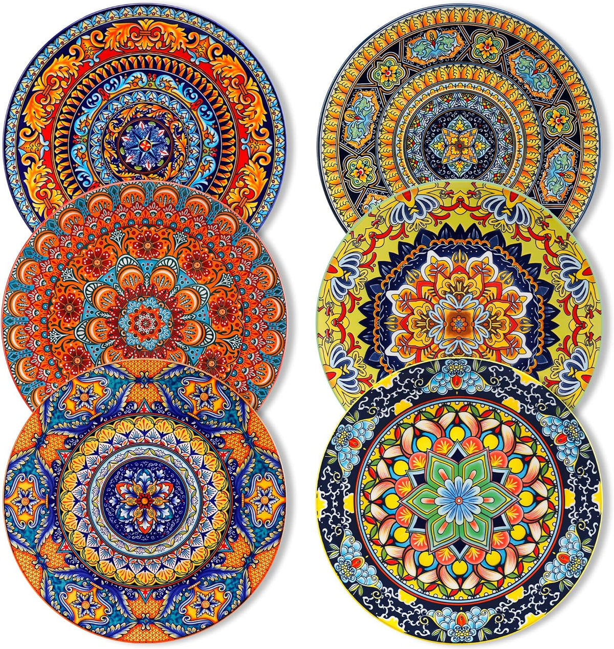 Set de farfurii de cină de 6 persoane, set de farfurii vancasso KRVI pentru 6 persoane, set de farfurii Ø 27 cm, potrivit pentru mașina de spălat vase și cuptorul cu microunde, farfurii pentru paste, farfurii pentru micul dejun, farfurii pentru tort