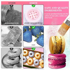 Sclipici comestibil - Pudră sclipici comestibilă în 4 culori, praf sclipici pentru băuturi, mâncare, prăjituri - Pudră colorantă alimentară metalică comestibilă pentru cocktailuri, vin - 5G / sticlă